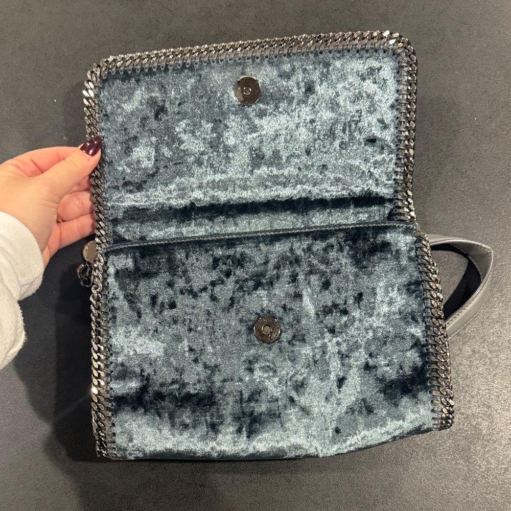 Stella McCartney Charcoal Velvet Shoulder Bag - Picture 2 of 7